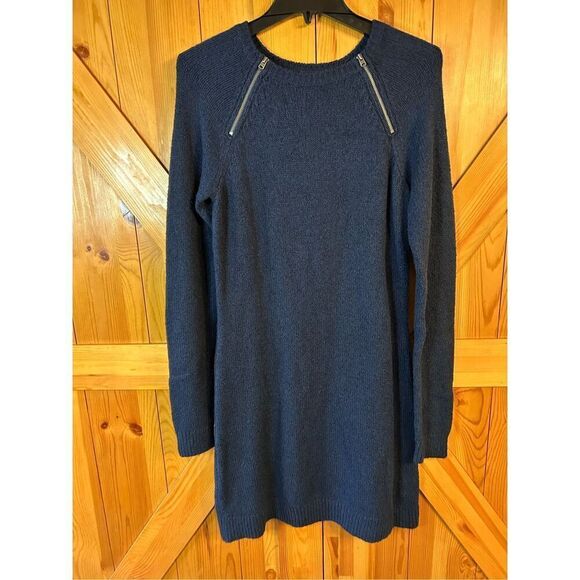 ABERCROMBIE & FITCH Navy Blue Zipper Sweater Dress Medium Tall Women's (0958) - Picture 1 of 7
